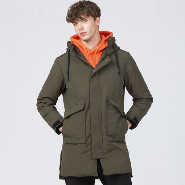 

new 2019 autumn winter army green down coat outerwear men hooded thickening warm down jacket plus size, Black