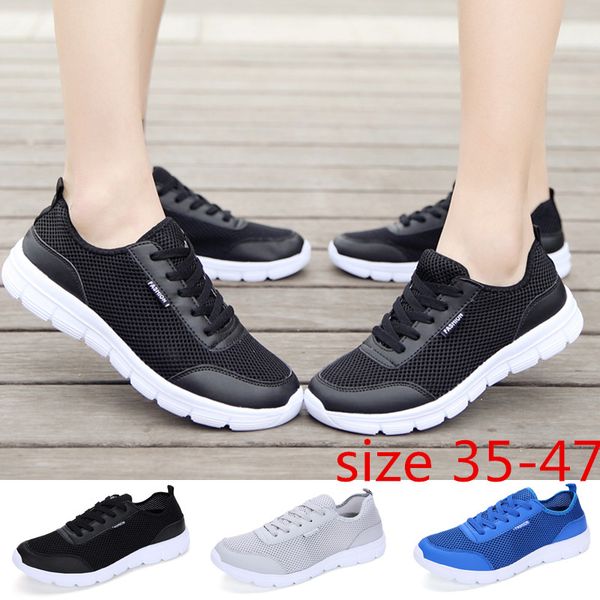 

men women sneakers breathable lightweight lace-up sports shoes size 35-47