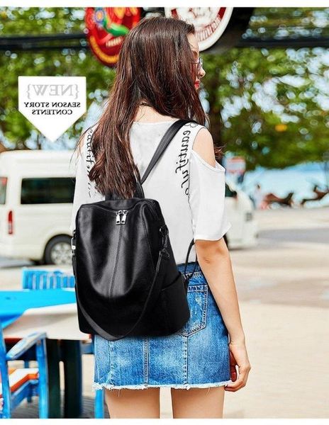 

new women's backpack women's 2020 new fashion pu soft leather wild backpack bag