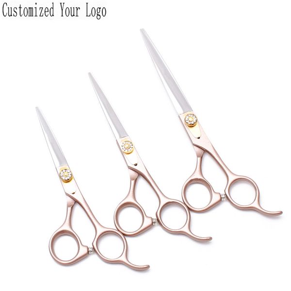 

5.5'' 6" 7" jp 440c customized brand salon hair scissors straight shears thinning shears professional hairdressing sciss