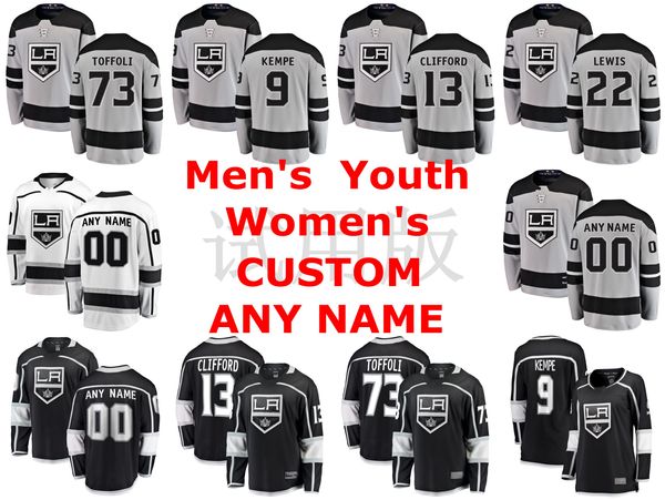 

лос анджелес кингс майки кайл клиффорд джерси адриан кемпе тайлер тоффоли тревор льюис адриан кемпе черные хоккейные майки сшитые на заказ, Black;red