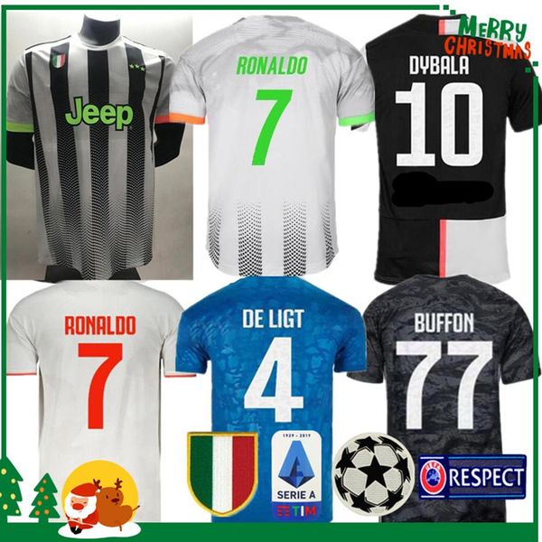 

2019 2020 juve ronaldo soccer jersey man and kids kit 19 20 de ligt juventus home dybala higuain buffon football sports shirts, Black