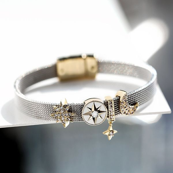 

luxury female star moon beauty bangle fashion jewelry bracelet crystal concise wristlet jewel women, Black