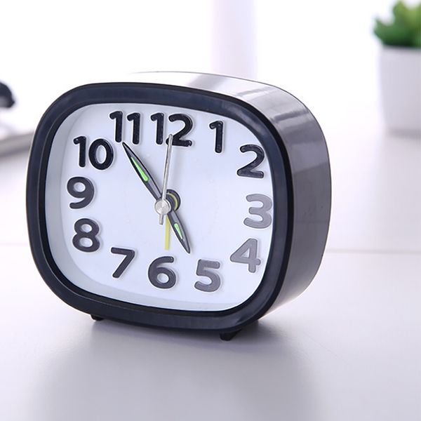 

cute rectangle small quartz alarm clock black white simple beep clocks bed compact travel quartz beep alarm clock portable