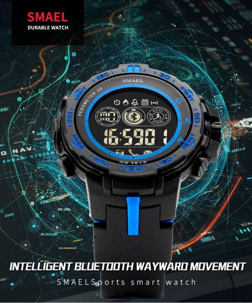 

bluetooth smart sport men's watch style clock call calorie sport watch electronic digital gifts men's wrist luminous, Slivery;brown
