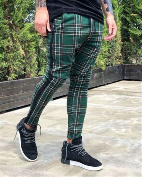 

trousers spring autumn fashion pencil pants long trousers joggers pantalones mens plaids, Black
