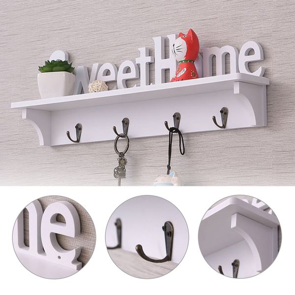 2019 Key Holder Wall Hanger Wood Clothes Coat Hat Hook Decorative