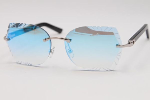 

wholesale-2019 new optical rimless sunglasses carved lens new 8200761 aztec arms rimless sunglasses mirror lens, White;black
