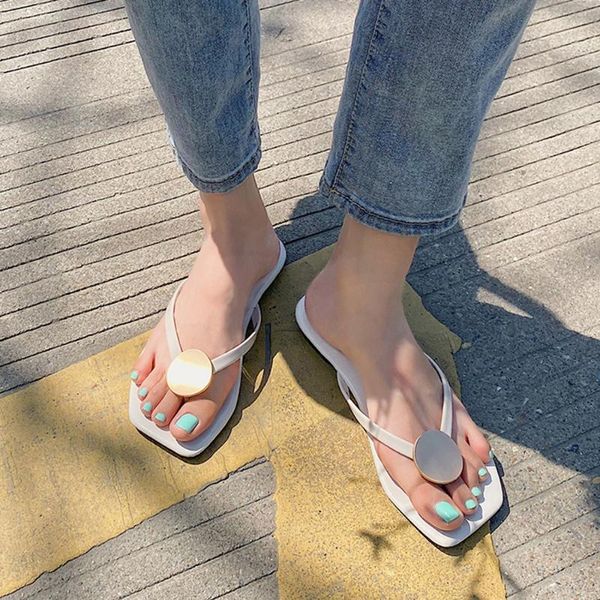 

green women flats slippers summer casual flip-flops button woman flat shoes bohemia comfortable female beach sandals korean, Black