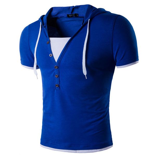 

кв.кв мужской тенниска v-образным вырезом с капюшоном тенденции t-shirt men summer tee короткие рукава мужская хлопок хд, White;black