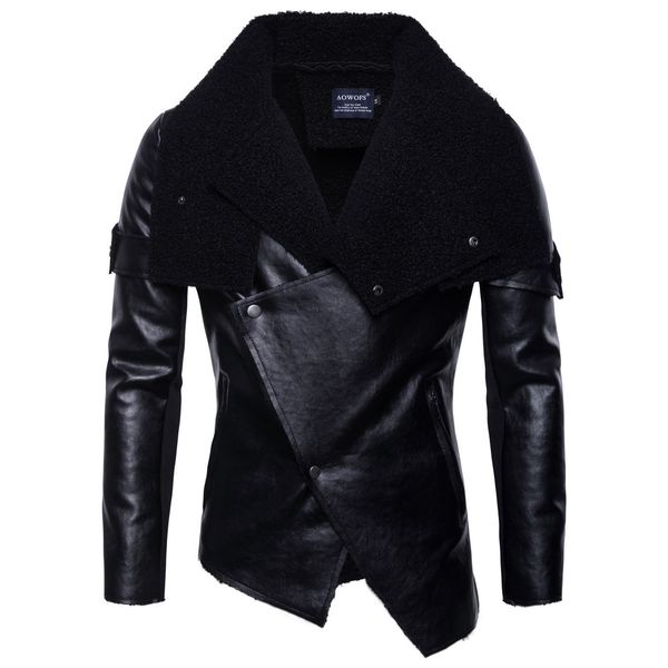 

ouma 2018 autumn clothing new style men locomotive cool irregular punk jacket b038, Black;brown