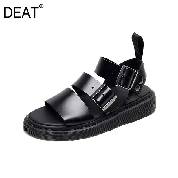 

deat] 2020 new spring summer round toe double buckle black pu leather platform sandals for women shoes fashion tide 10h964