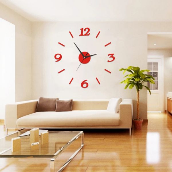 

modern 3d diy numerals mirror surface wall clock sticker home office room diy decor/stickers,modern,decal,wall clock