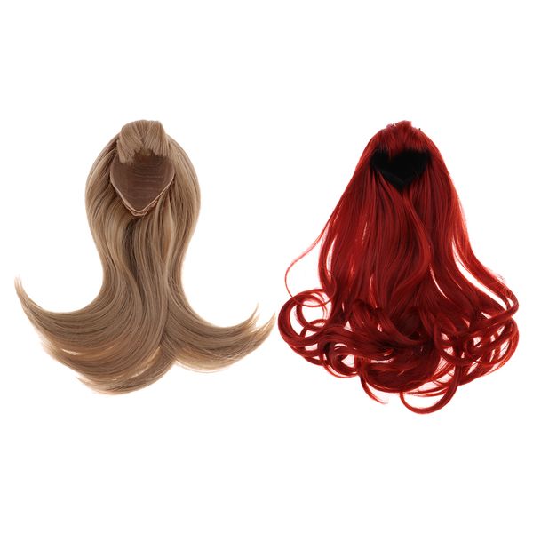 

2x 1/3 dolls long hairpiece hair wigs diy making fashion play dolls accs
