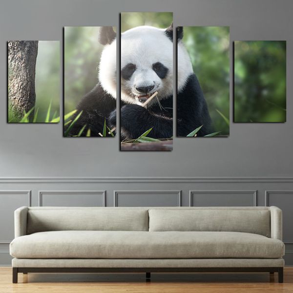 

5 panels canvas wall art animal national treasure cute panda paintings pictures print on canvas wall artworks poster home wall decor