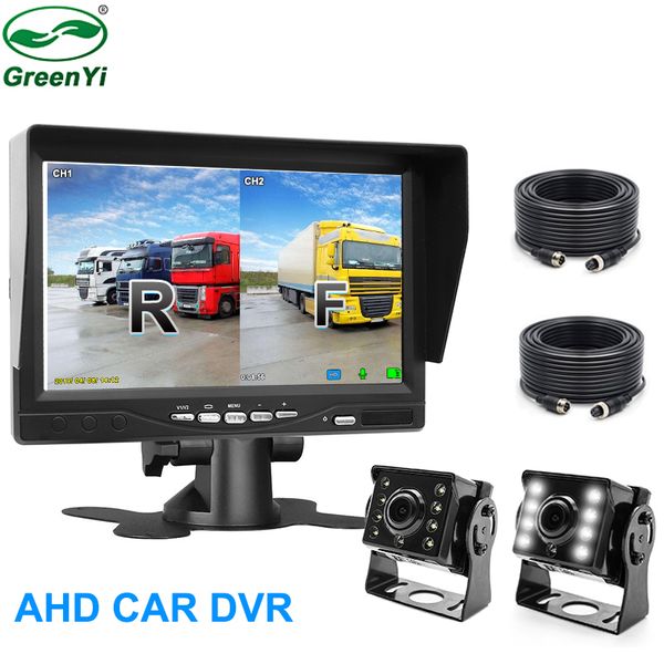 

track bus ahd 7 inch ips screen car closed circuit television parking monitor with dvr digital video recorder + 2 ahd camera car dvr