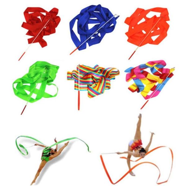 

new 4m gymnastics rhythmic dancing ballet ribbon streamer twirling rod wand