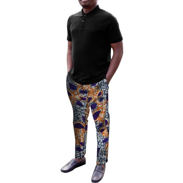 

african print fashion men suit pant man dashiki trousers custom made ankara outfit casual groom pants, Black