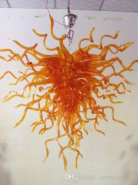 

amber glass art pendant lighting 110/220v ac led hand blown glass chandelier famous home art decoration led lamps price