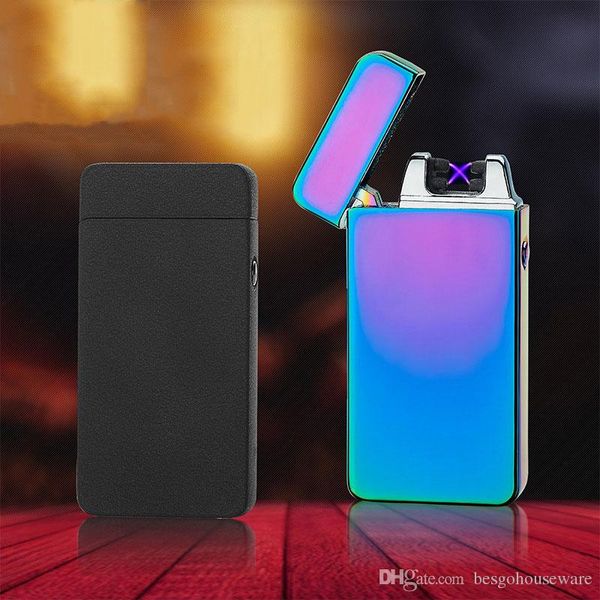 

USB Charging Electronic Cigarette Lighter Double Fire Cross Twin Arc Pulse Electric Lighter Metal Portable Windproof Lighters BH1899 TQQ