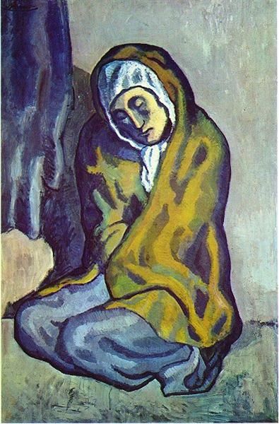 

pablo picasso classical oil painting crouching beggar misereuse accroupie 100% handmade by experienced painter on white canvas picasso172