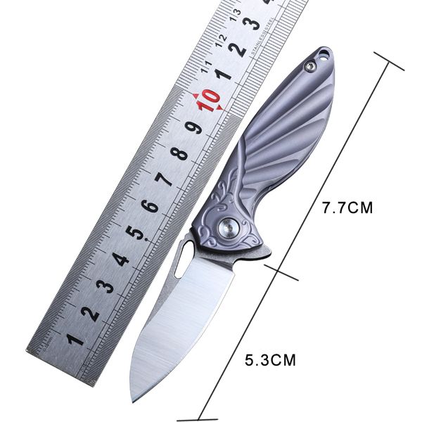 EDC Micro Knife TC4 Maniglia in titanio D2 D2 Blade Drop Pocket Coltelli Pocket Pieghevole Killes Kvt Sistema di cuscinetti a sfera Tackical Survival Survival Survival Camping Caccia Chef