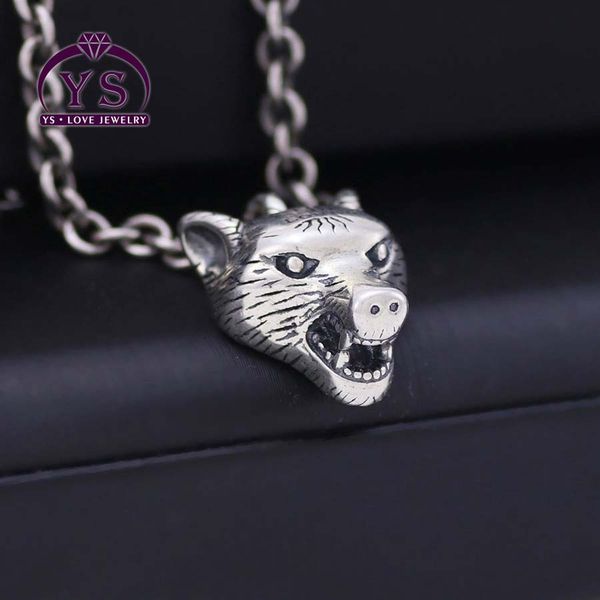 

chi 925 sterling silver ancient home tide brand anger forest series wolf head silver necklace wild aj men and women models