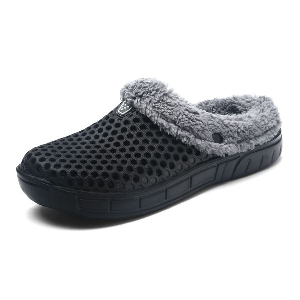 

2019 women's winter clogs men's garden shoes eva waterproof slippers clogs for men women clog man candy color warm 37-45, Black