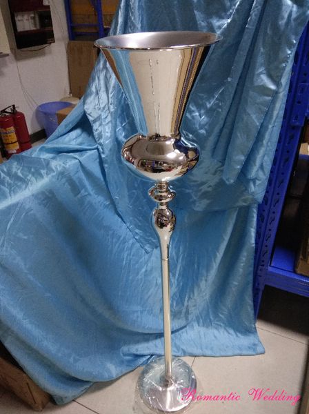 

stunning silver metal flower vases tall pillar centerpiece for wedding event party decoration