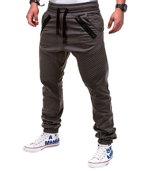 

mrmt 2020 new mens baggy trousers casual drawstring elastic men pants double zipper open-seat man trousers for male, Black