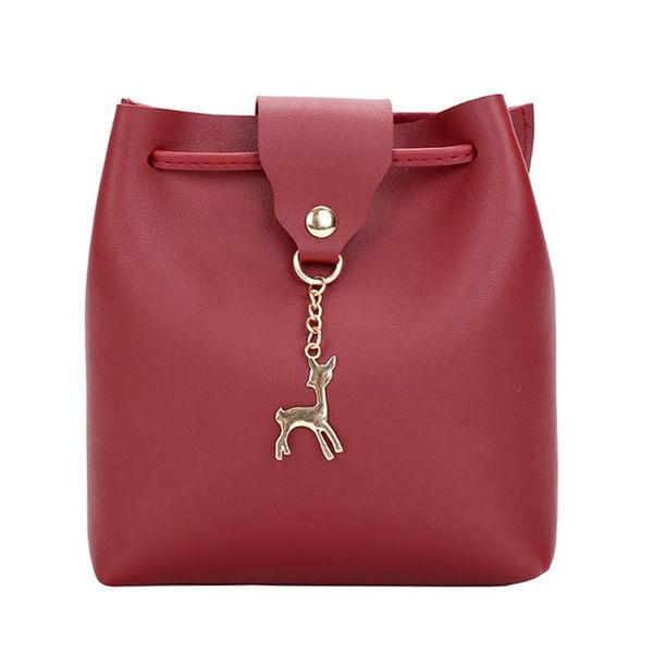 

small bag women deer bucket bag handbags ladies satchel mini shoulder messenger bags simple design cross body bag(red