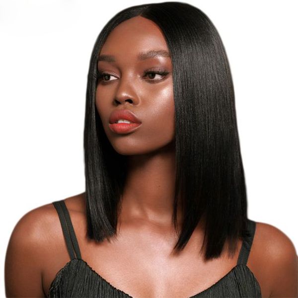 High Quality Women New Hairstyle Short Bob Silky Straight Simulation Human Hair Bob Straight Full Wig In Stock Costume Wigs Black Hair Wigs From