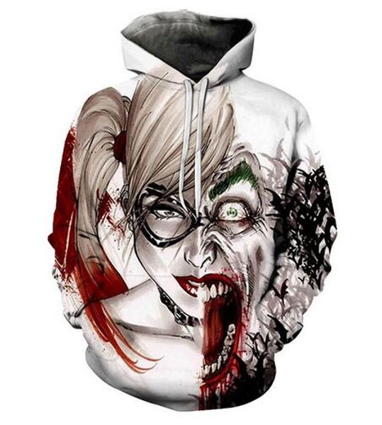

новая мода хип-хоп толстовка мужчины женщины 3d повседневная толстовки харли куинн шутка унисекс harajuku стиль свободные пуловеры толстовки, Black