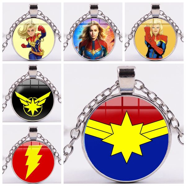 

Captain marvel jewelry uperheroe the avenger logo tyle metal pendant pendant letter a necklace porte clef chaveiro key holder