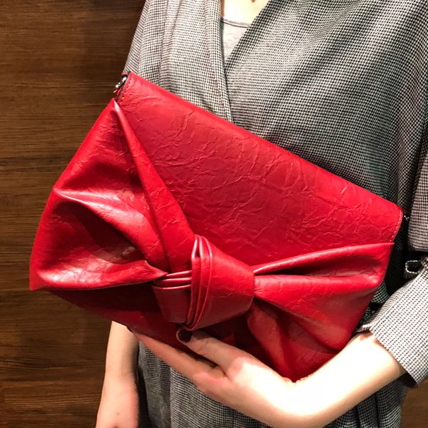 

2019 новых женщин клатч искусственная кожа большой лук декор кошелек женский банкет день клатчи цепочка сумки на ремне, как подарки