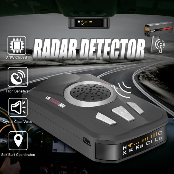 

m8 car universal full band scanning car radar voice alert warning speed control detector