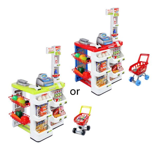 

simulation supermarket superstore shopping cart cash register set kids pretend role play educational toy birthday gift