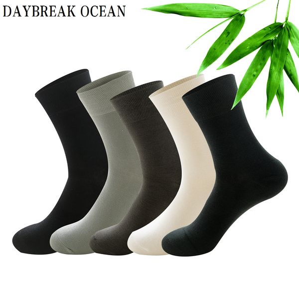 

brand new quality 5 pairs men bamboo fiber socks casual business anti-bacterial deodorant socks spring summer men's, Black