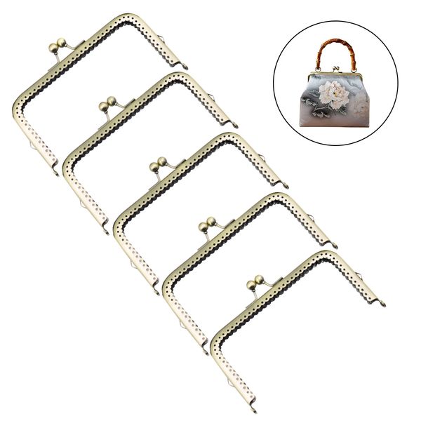 

haofa 15cm 5pcs smooth square metal purse frame antique bronze kiss clasp bag frame diy purse making hardware, Black