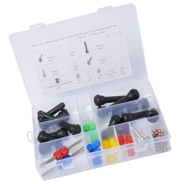 

55pcs auto tr412 tr413 tr414 tr418 valve stem assortment kit