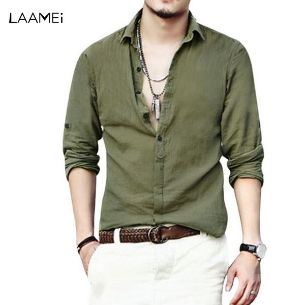 

laamei men long-sleeved shirts male linen lapel streetwear men's shirt camisa masculina men shirt camisas hombre, White;black