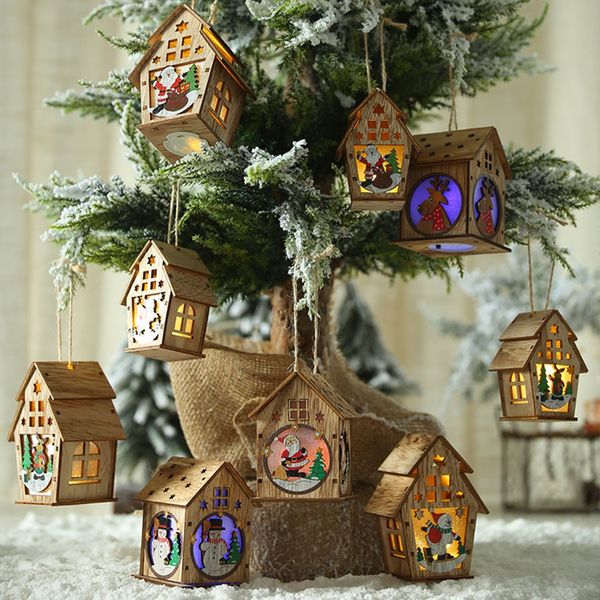 

cabin with lights christmas pendant creative christmas tree ornament christmas decoration diy small house