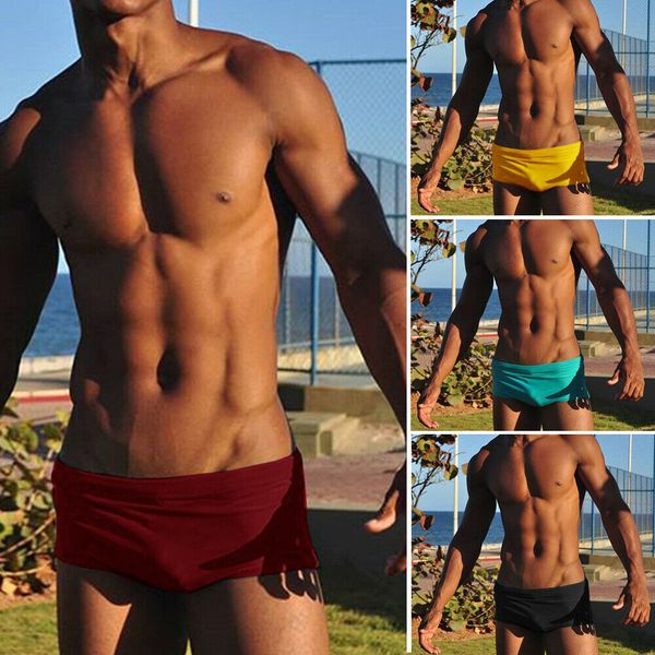 

new men swimming trunks solid swimsuit beach shorts bathing suit swimsuit boxer summer fashion swim pants m-2xl