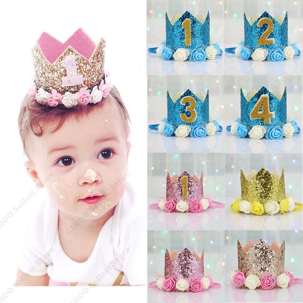 

happy first birthday party hats decor cap one birthday hat princess crown 1st 2nd 3rd year old number baby kids hair accessory