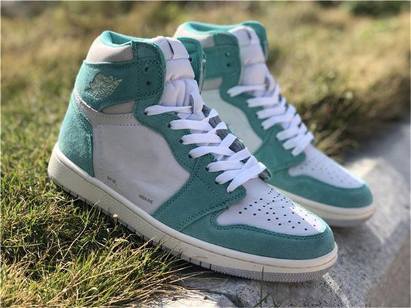 

2019 authentic air high og 1 retro turbo green mens basketball shoes white light smoke grey sail 555088-311 outdoor sports sneakers 40-47, Black