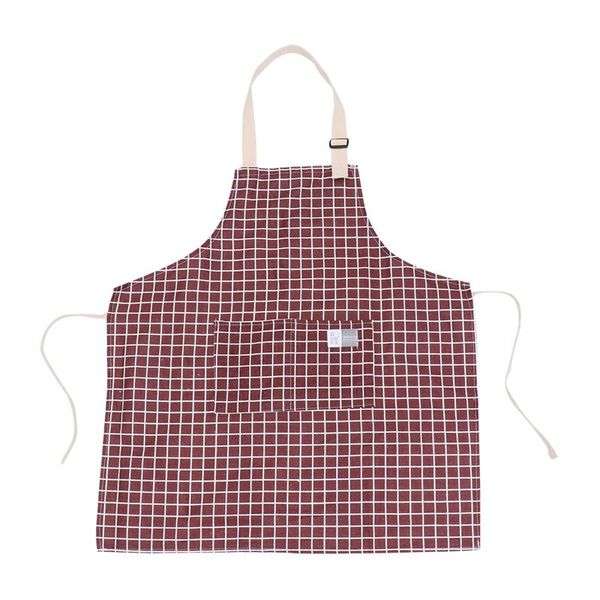 

cotton and linen aprons checkered adjustable halter apron with pockets cooking smock kitchen accessories