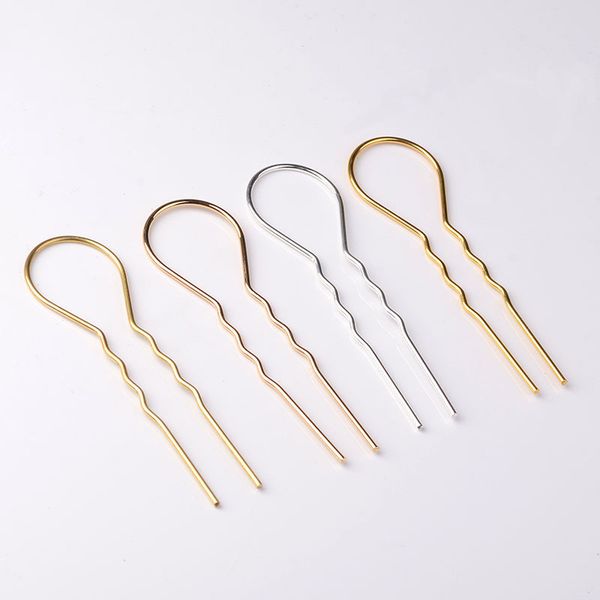 

sea mew 50pcs 102mm metal gold silver hair sticks base u shape hair pins blank setting for jewelry making, Golden;white