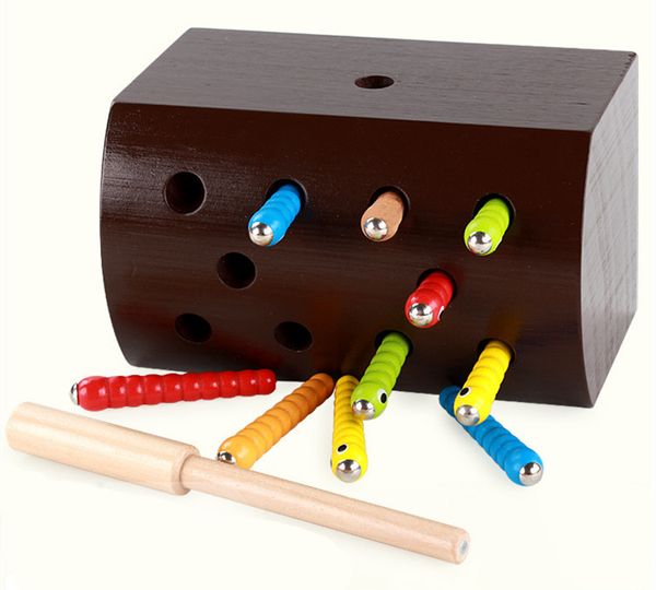 

funny] wooden catch caterpillar toys for baby kids educational early learning parent-child interaction toy magnet suction toy
