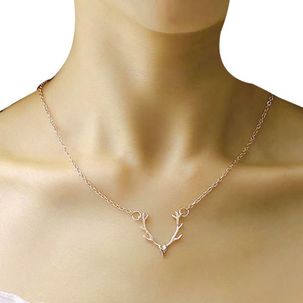 

новая мода deer horn antler ожерелье ювелирные изделия простой элегантный horn себе ожерелье antler крошка милый ожерелье, Silver