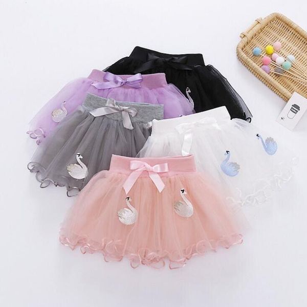 Baby Girls Tutu Saias Kids Malha de Cisne Princesa Vestido Verão Balé Tule Pettiskirt Fantasia Festa Festa Fato de Dancewear PY566